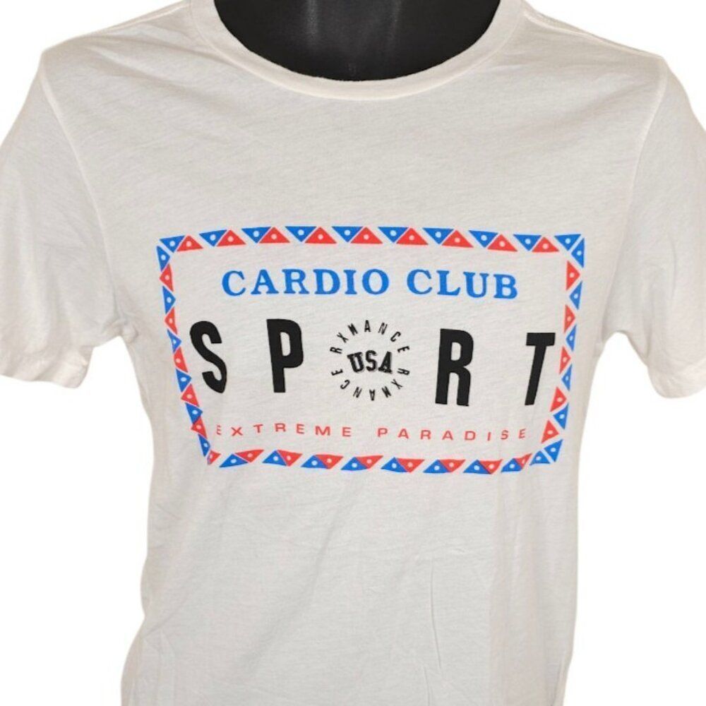 Cardio Club Sport T Shirt Womens Size Small White Rxmance Made In USA